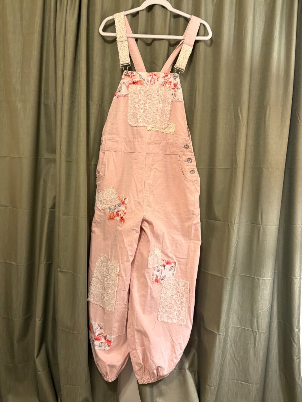 POL Pink Patchwork Overalls Size Medium